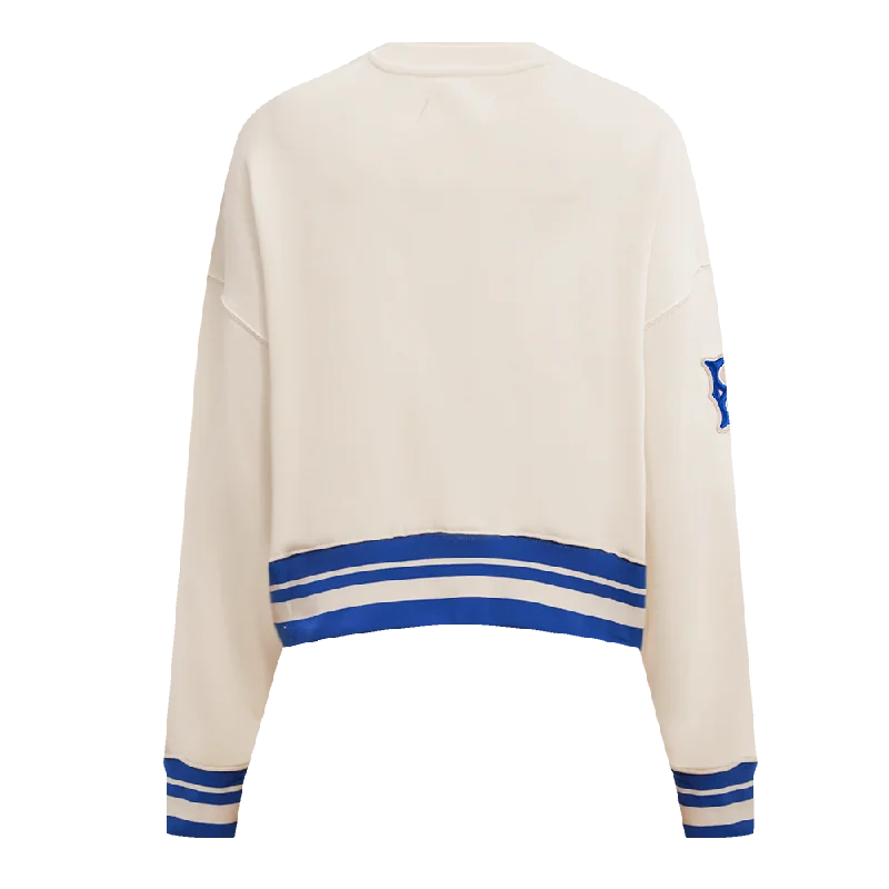 MLB BROOKLYN DODGERS RETRO CLASSIC WOMEN'S CREWNECK (EGGSHELL/ ROYAL BLUE)