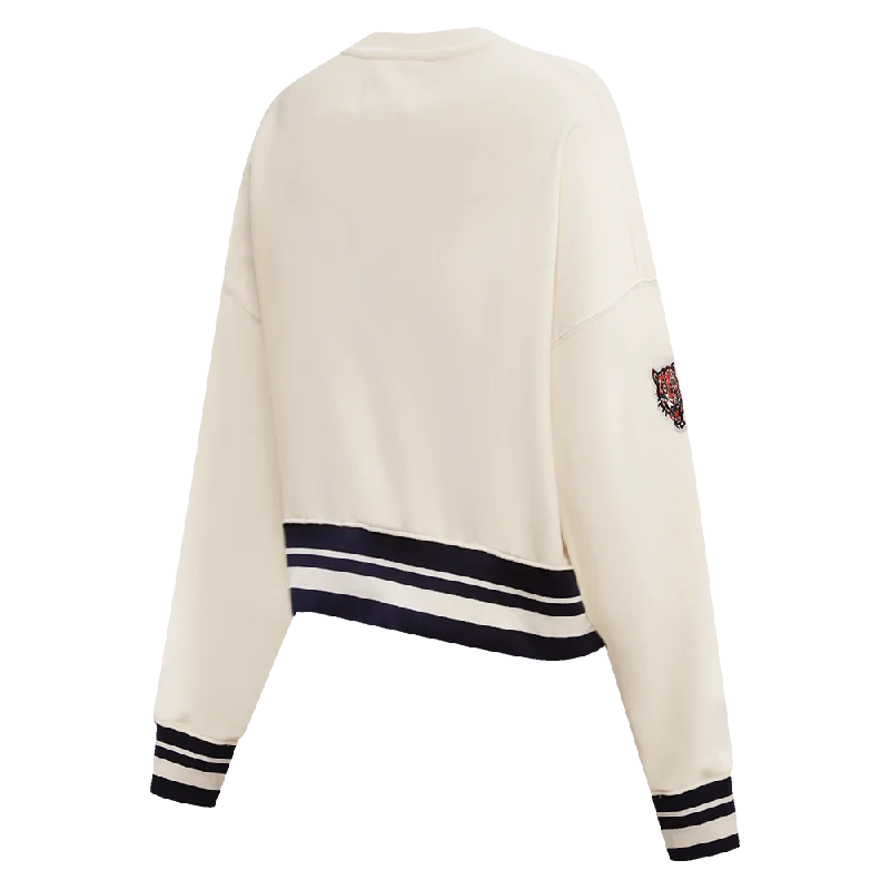 MLB DETROIT TIGERS RETRO CLASSIC WOMEN'S RIB CREWNECK (EGGSHELL/MIDNIGHT NAVY)