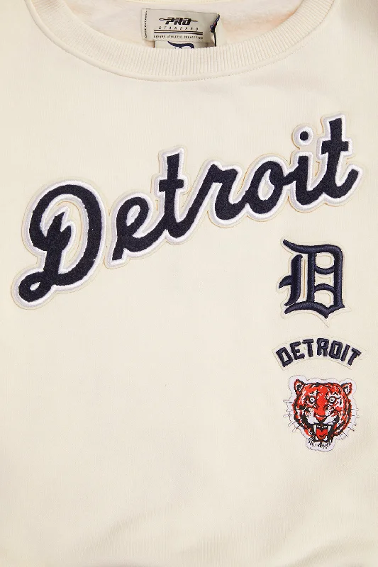 MLB DETROIT TIGERS RETRO CLASSIC WOMEN'S RIB CREWNECK (EGGSHELL/MIDNIGHT NAVY)