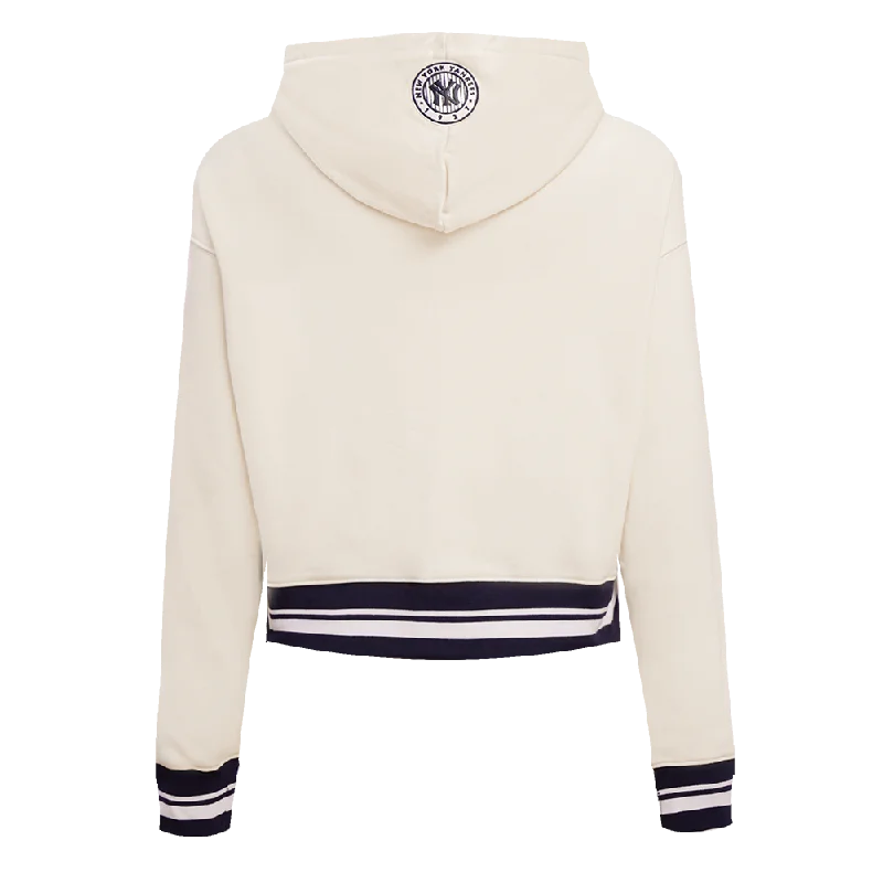 MLB NEW YORK YANKEES RETRO CLASSIC WOMEN'S CROPPED PO HOODIE (EGGSHELL/ MIDNIGHT NAVY)