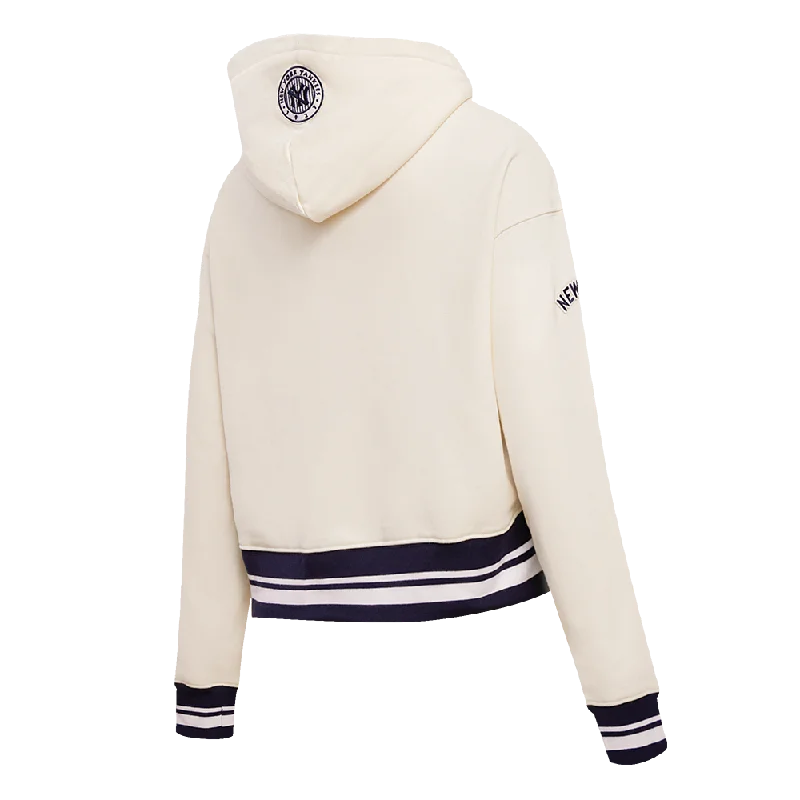 MLB NEW YORK YANKEES RETRO CLASSIC WOMEN'S CROPPED PO HOODIE (EGGSHELL/ MIDNIGHT NAVY)