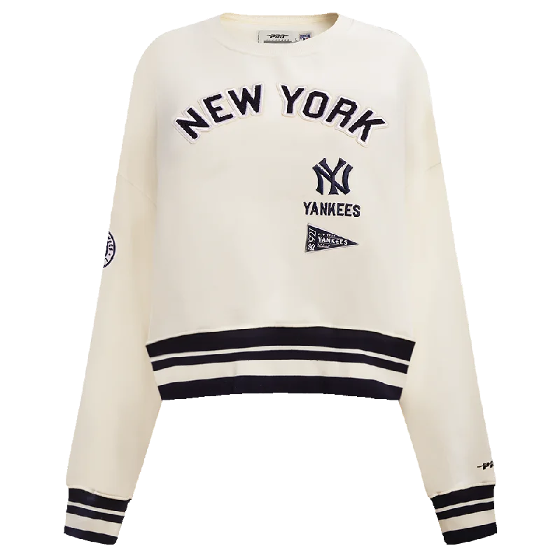 MLB NEW YORK YANKEES RETRO CLASSIC WOMEN'S CREWNECK (EGGSHELL/ MIDNIGHT NAVY)