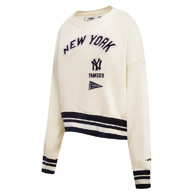 MLB NEW YORK YANKEES RETRO CLASSIC WOMEN'S CREWNECK (EGGSHELL/ MIDNIGHT NAVY)