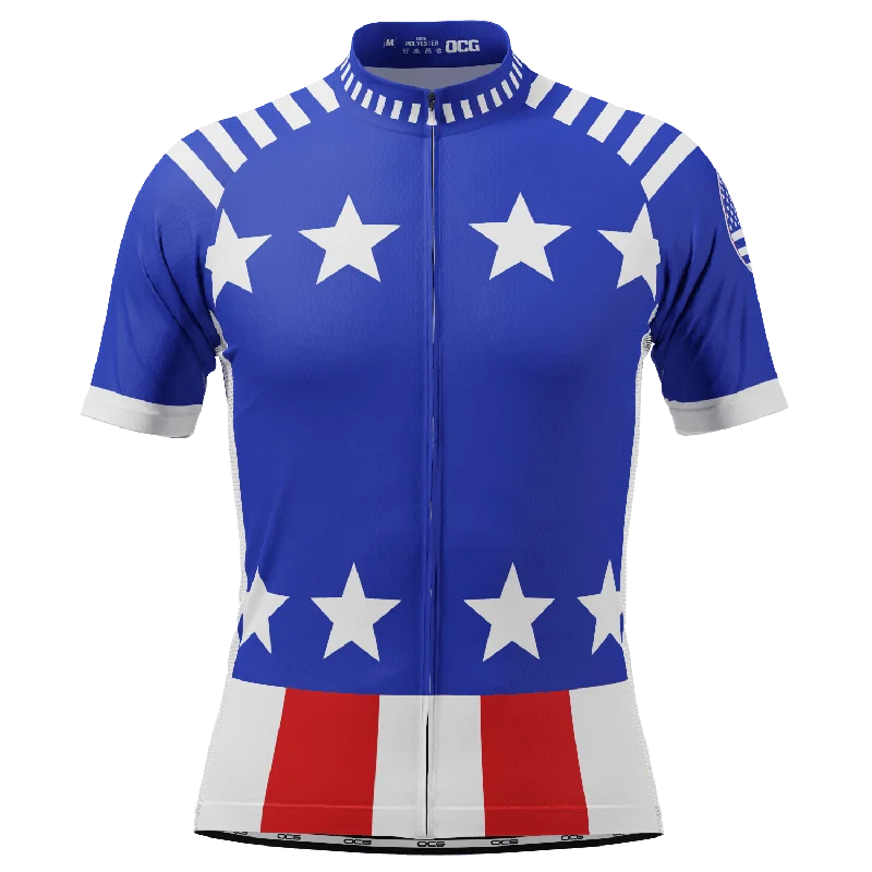 Men's Blue Americas Short Sleeve Cycling Jersey