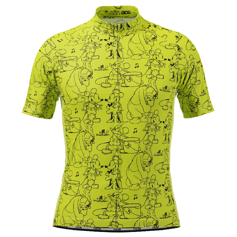 Men's Steamboat Willie Sketches Short Sleeve Cycling Jersey