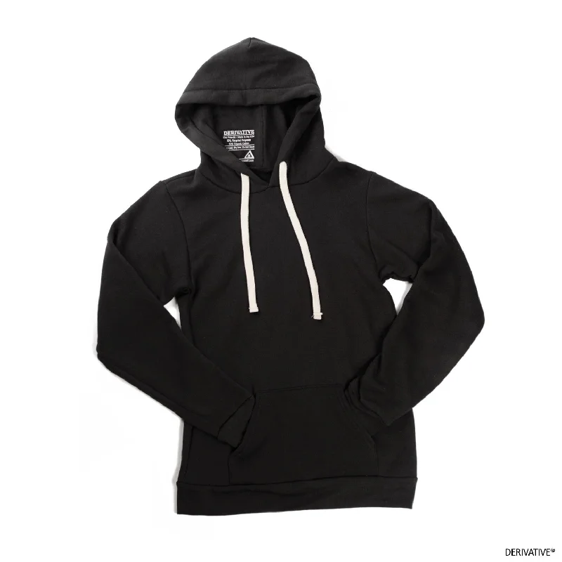 Organic Cotton & Recycled Polyester Pullover Hoodie - Black