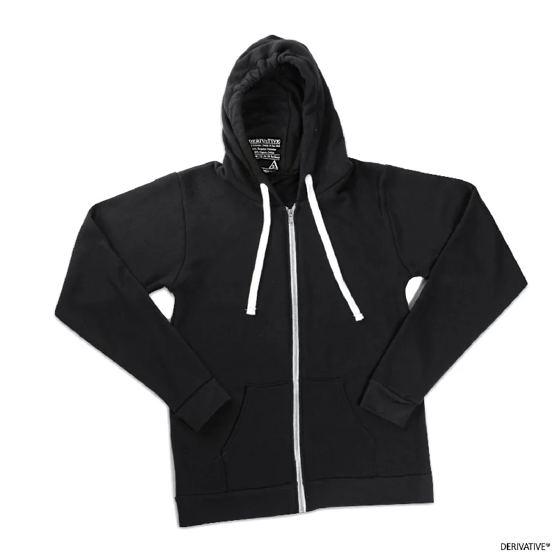 Organic Cotton & Recycled Polyester Zip Up Hoodie - Black