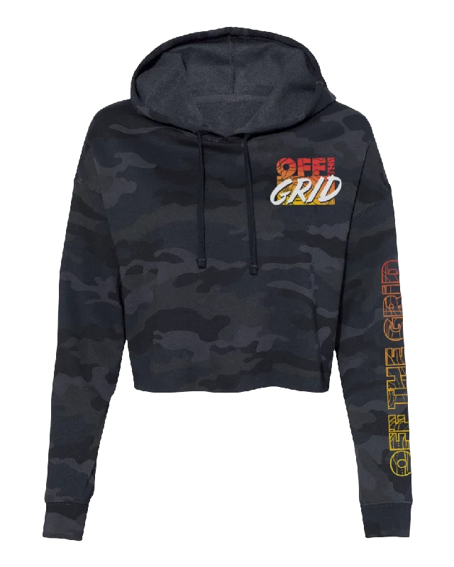 Smash & Grab Crop Hoodie - Black Camo