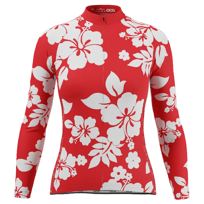 Women's Hawaiian Aloha Floral Long Sleeve Cycling Jersey