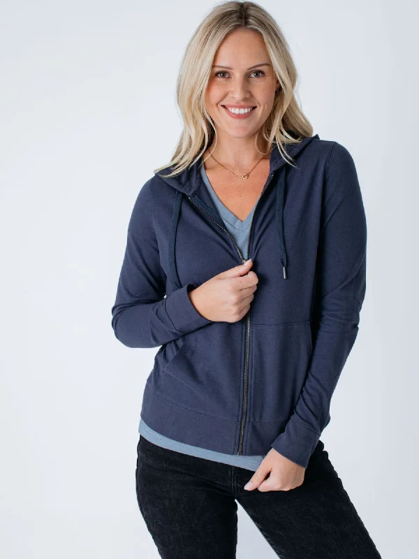 Women's Odyssey Blue Terry Zip-Up Hoodie