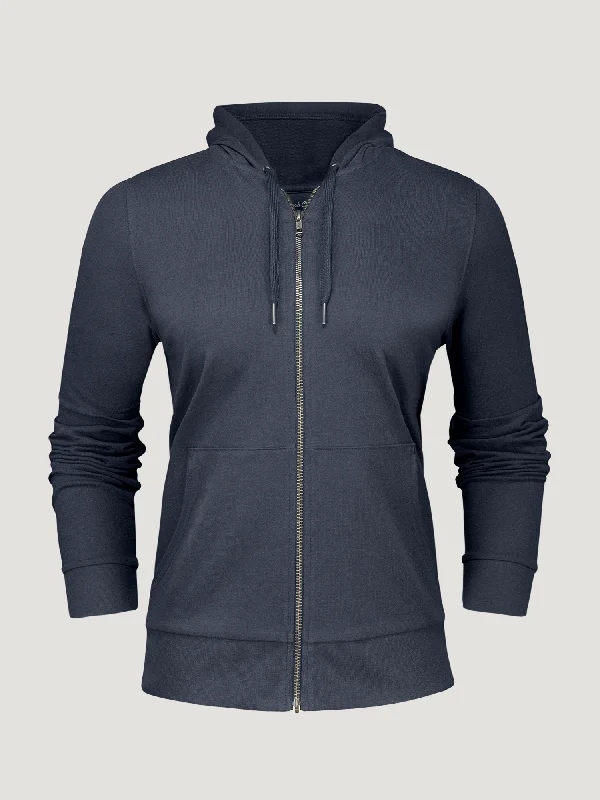 Women's Odyssey Blue Terry Zip-Up Hoodie