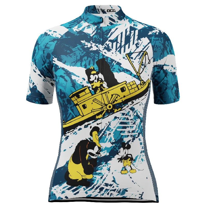 Women's Steamboat Willie in The Sea Short Sleeve Cycling Jersey