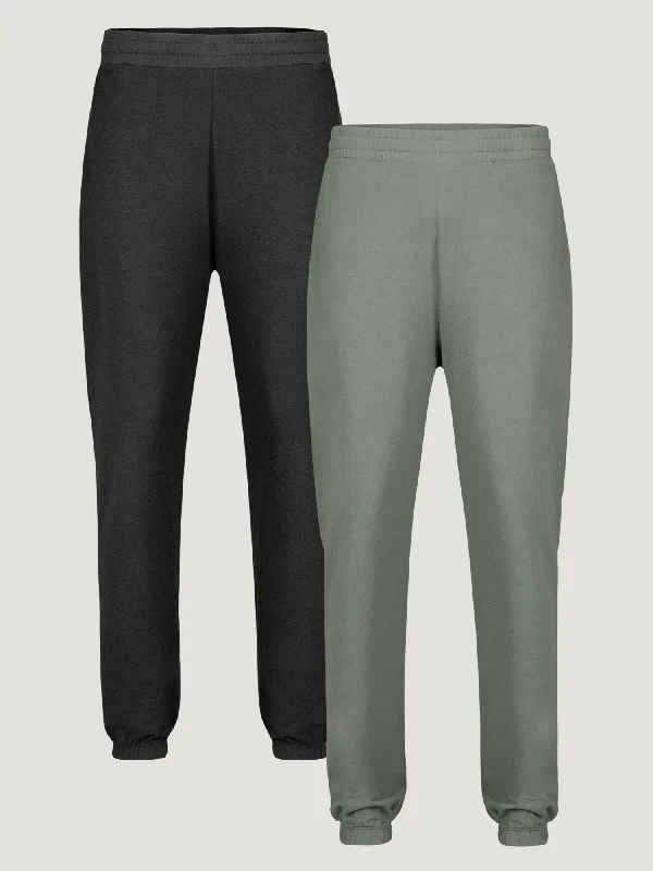 Women's Terry Jogger Essential 2-Pack (Black + Mercury Green)